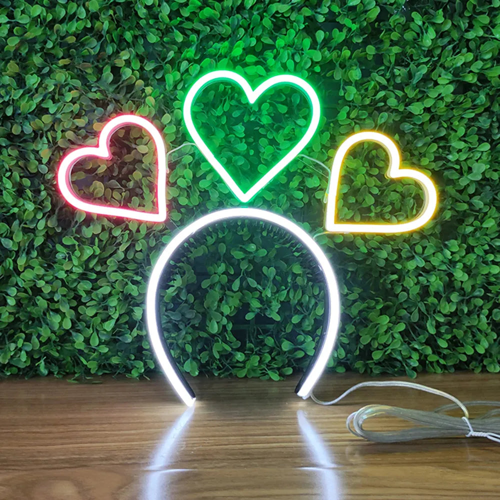 Hearts Neon Headband