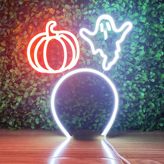 Pumpkin + Ghost Neon Headband